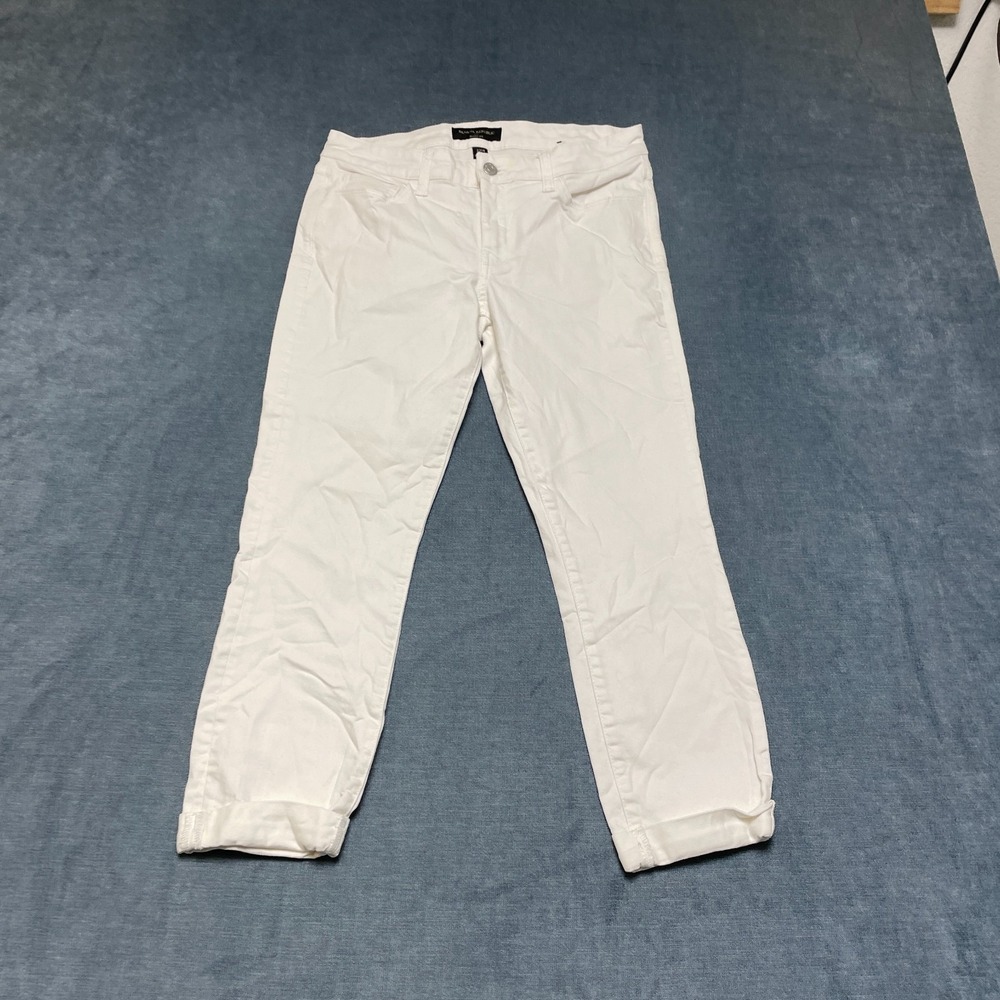 Banana Republic Brand Skinny Fit Jeans Womens 27/4 White Denim Cuffed Light Wash